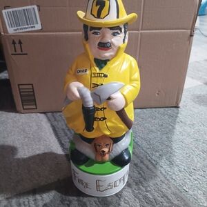 Firefighter Ceramic Figurine - Yellow and Green